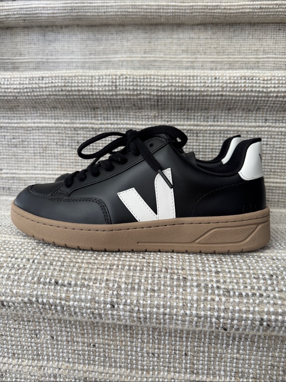 Black and White Women’s VEJA Sneaker with Gum Sole size 7